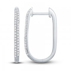 Diamond Hoop Earrings 1/5 ct tw Round-cut 10K White Gold