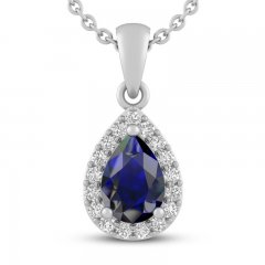 Blue & White Lab-Created Sapphire Necklace Sterling Silver 18"