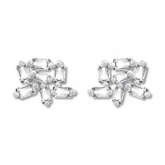 Baguette Diamond Cluster Earrings 1/5 ct tw Sterling Silver