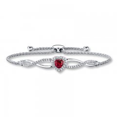 Bolo Bracelet Lab-Created Ruby Sterling Silver