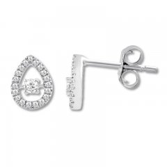 Petite Diamond Earrings 1/8 ct tw Round-cut 10K White Gold