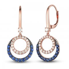 Le Vian Diamond & Sapphire Dangle Earrings 3/8 ct tw Diamonds 14K Strawberry Gold