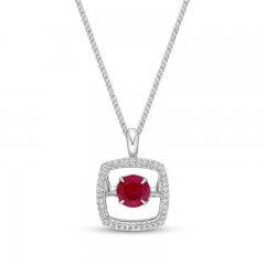 Unstoppable Love Ruby Necklace 1/10 ct tw Diamonds Sterling Silver 19"