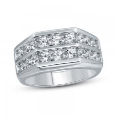 Men's Diamond Wedding Ring 2 ct tw Round-cut 10K White Gold