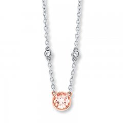 Morganite Necklace Sterling Silver/10K Rose Gold