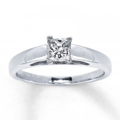 Certified Diamond Ring 1/2 carat Princess-cut 14K White Gold