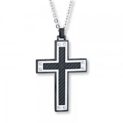 Men's Cross Necklace Stainless Steel 22" Length