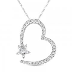 Diamond Star/Heart Necklace 1/3 ct tw Sterling Silver 19"