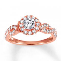 Diamond Engagement Ring 3/4 ct tw Round-cut 14K Rose Gold