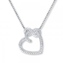 Heart Necklace 1/20 ct tw Diamonds Sterling Silver