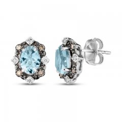 Le Vian Diamond & Aquamarine Earrings 1/10 ct tw Diamonds 14K Vanilla Gold