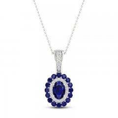 Sapphire & Diamond Necklace 1/15 ct tw 10K White Gold 18"