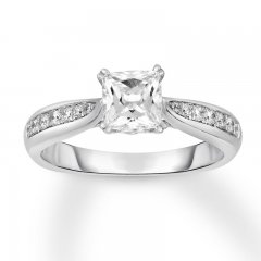 Diamond Engagement Ring 1 ct tw Princess/Round 14K White Gold