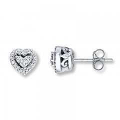 Previously Owned Diamond Heart Earrings 1/4 ct tw Round-cut 10K White Gold