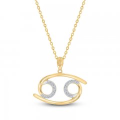 Diamond Cancer Necklace 1/10 ct tw Round-cut 10K Yellow Gold 18"