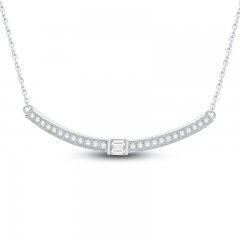 Neil Lane Diamond Necklace 1/3 ct tw Round/Baguette 14K White Gold 19"