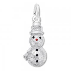 Snowman Charm Black & Red Enamel Sterling Silver