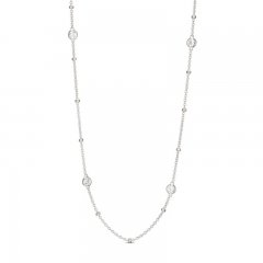 White Lab-Created Sapphire Necklace Sterling Silver 16"