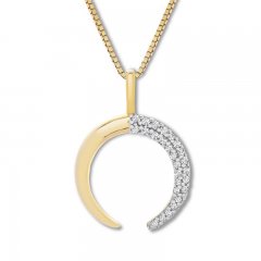 Diamond Crescent Necklace 1/15 ct tw Round-cut 10K Yellow Gold