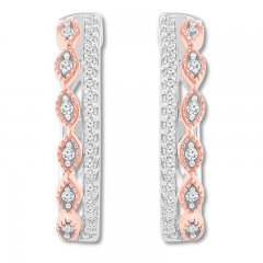 Diamond Hoop Earrings 1/4 ct tw Sterling Silver/10K Rose Gold