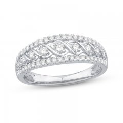 Diamond Anniversary Ring 1/2 ct tw Round-cut 10K White Gold