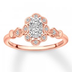 Diamond Engagement Ring 1/3 ct tw Round-cut 10K Rose Gold