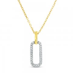 Diamond Paperclip Necklace 10K Yellow Gold 18"