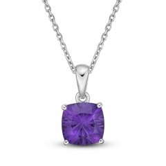 Luminous Cut Amethyst Necklace Sterling Silver 18"