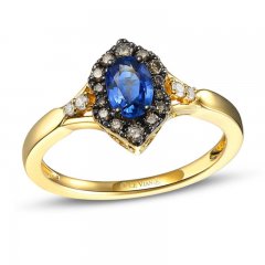 Le Vian Diamond & Blue Sapphire Ring 1/6 ct tw 14K Honey Gold