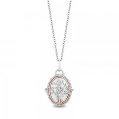 Hallmark Diamonds Tree of Life Necklace 1/6 ct tw Sterling Silver/10K Rose Gold 18"