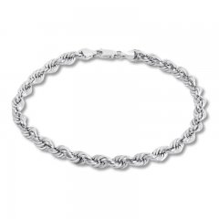 Rope Chain Bracelet 14K White Gold 8" Length