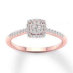 Diamond Engagement Ring 1/4 ct tw Round-cut 10K Rose Gold