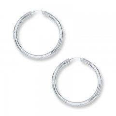 Hoop Earrings 14K White Gold 25mm