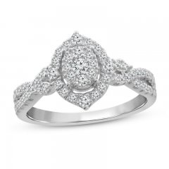 Diamond Engagement Ring 1/2 ct tw Round-cut 10K White Gold