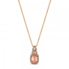 Le Vian Creme Brulee Morganite Necklace 1/2 ct tw Diamonds 18K Strawberry Gold 18"