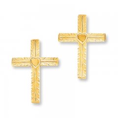 Cross Earrings 14K Yellow Gold