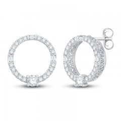 Neil Lane Diamond Circle Earrings 1/2 ct tw Round/Baguette-Cut 14K White Gold