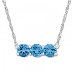 Blue Topaz Necklace Sterling Silver