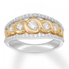 Diamond Anniversary Band 3/4 ct tw Round-cut 14K Two-Tone Gold