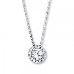 Lab-Created White Sapphire Necklace Sterling Silver