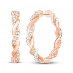 Circle of Gratitude Diamond Hoop Earrings 1/4 ct tw Round-cut 10K Rose Gold