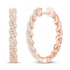 Circle of Gratitude Diamond Hoop Earrings 1/4 ct tw Round-cut 10K Rose Gold