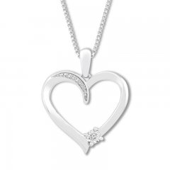 Heart Necklace with Diamonds Sterling Silver