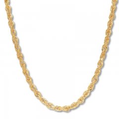 Men's Rope Chain Necklace 14K Yellow Gold 26" Length