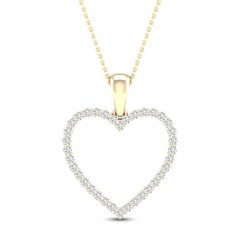 Diamond Heart Necklace 1/4 ct tw Round-Cut 10K Yellow Gold 18"