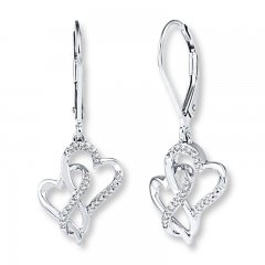 Infinity Heart Earrings 1/6 ct tw Diamonds Sterling Silver