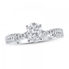 Lab-Created Diamonds by KAY Engagement Ring 1-1/4 ct tw Oval/Round 14K White Gold