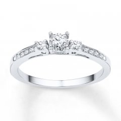 Three-Stone Promise Ring 1/6 ct tw Diamonds 10K White Gold