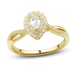 Diamond Engagement Ring 1/2 ct tw Pear/Round-Cut 14K Yellow Gold