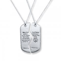 Dog Tag Commitment Necklace Set Sterling Silver